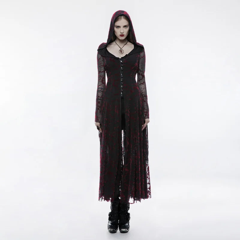 Product Name: Gothic Flame Hooded Lace Dress