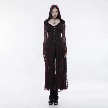 Product Name: Gothic Flame Hooded Lace Dress