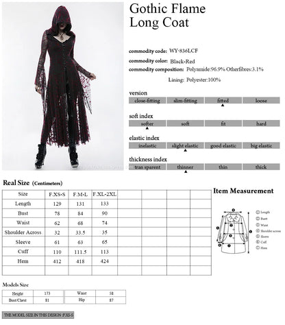 Product Name: Gothic Flame Hooded Lace Dress