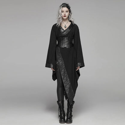 Dark Asymmetrical Punk Kimono Dress