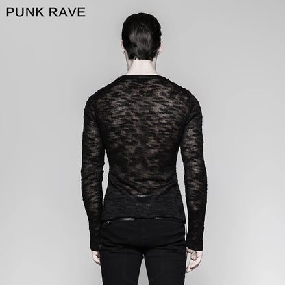 Strappy Gothic Punk Men's Sweater Top T474