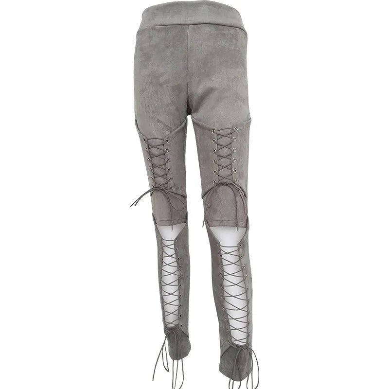 High-Waist Suede Leggings for Women - Autumn Chic