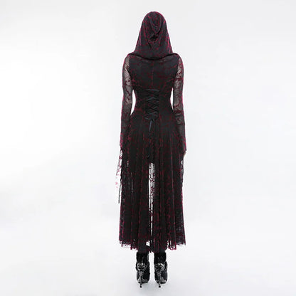 Product Name: Gothic Flame Hooded Lace Dress