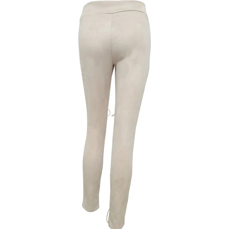 High-Waist Suede Leggings for Women - Autumn Chic