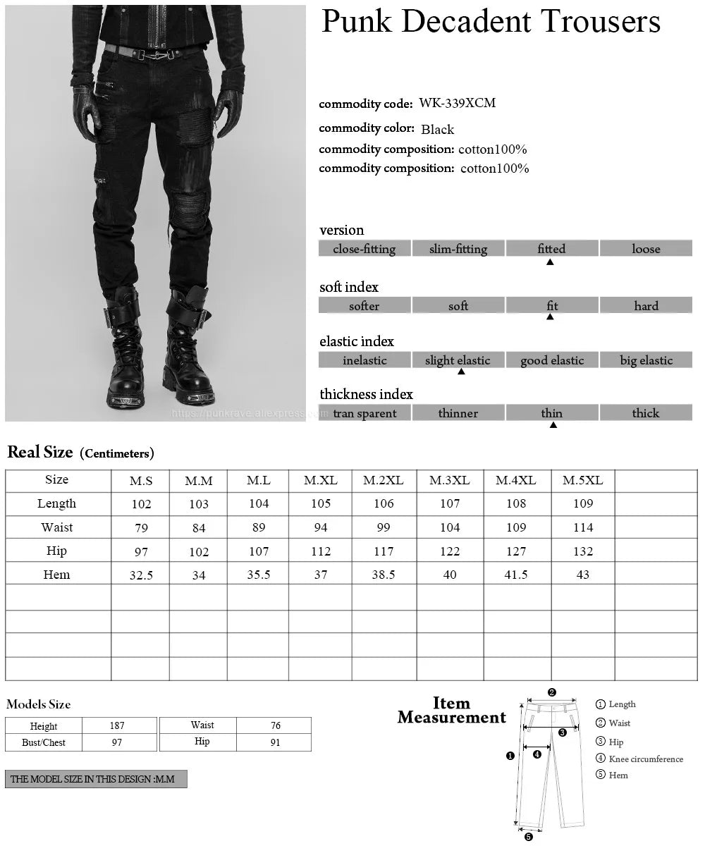 Punk Rave Men's Gothic Patchwork Trousers