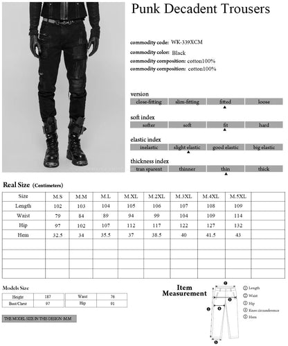 Punk Rave Men's Gothic Patchwork Trousers