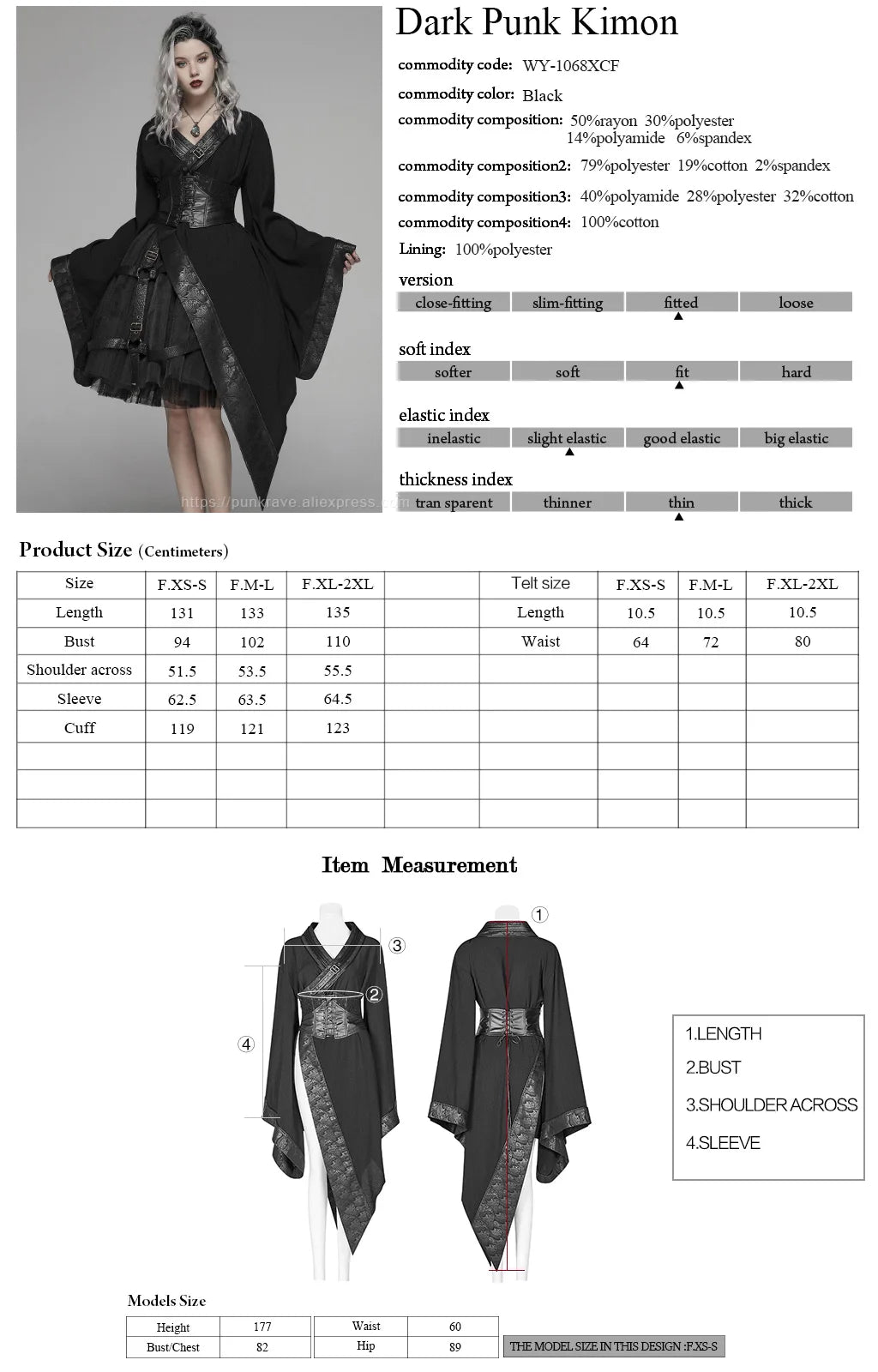 Dark Asymmetrical Punk Kimono Dress