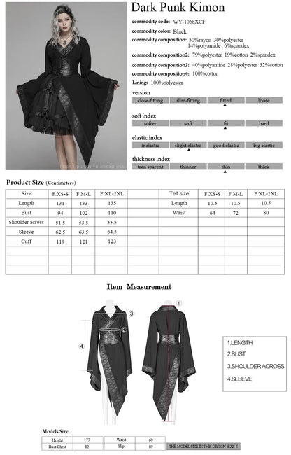 Dark Asymmetrical Punk Kimono Dress