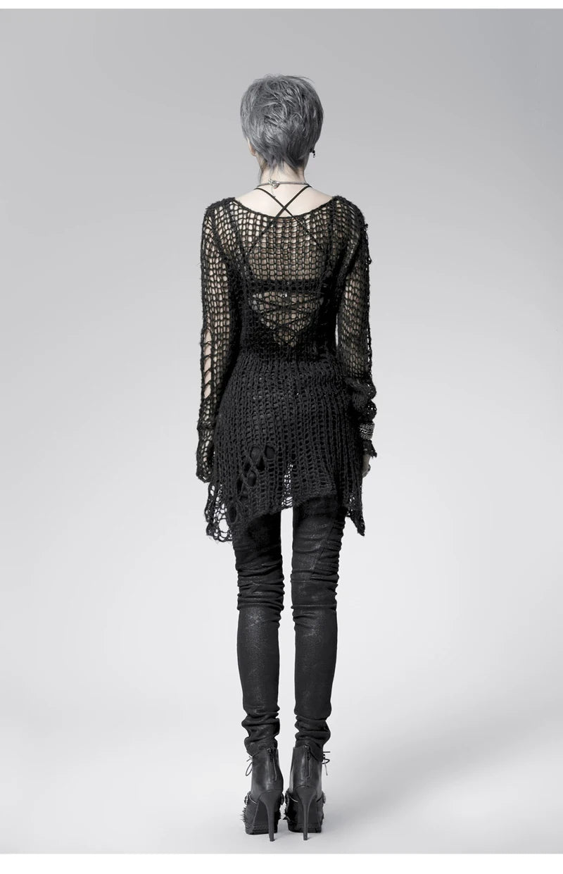Rebel Stripe Knit Pullover Cape Sweater