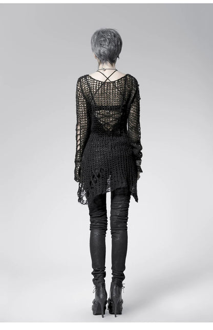 Rebel Stripe Knit Pullover Cape Sweater
