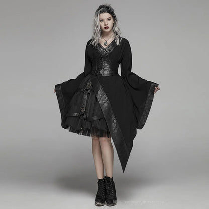 Dark Asymmetrical Punk Kimono Dress