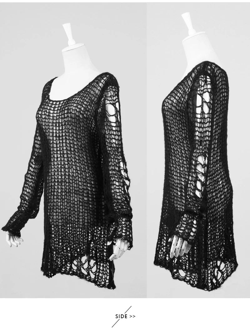 Rebel Stripe Knit Pullover Cape Sweater