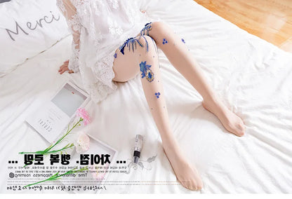 Silk Floral-Embroidered Party Against Opaque Tights