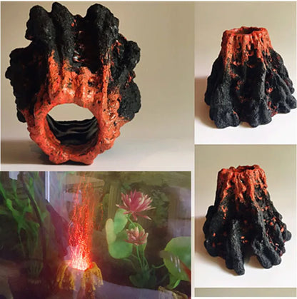 Volcano Decoration Underwater LED Light Fish Tank Oxygen