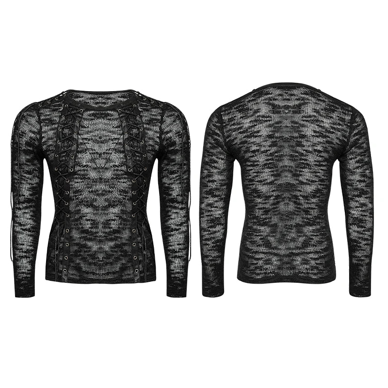 Strappy Gothic Punk Men's Sweater Top T474