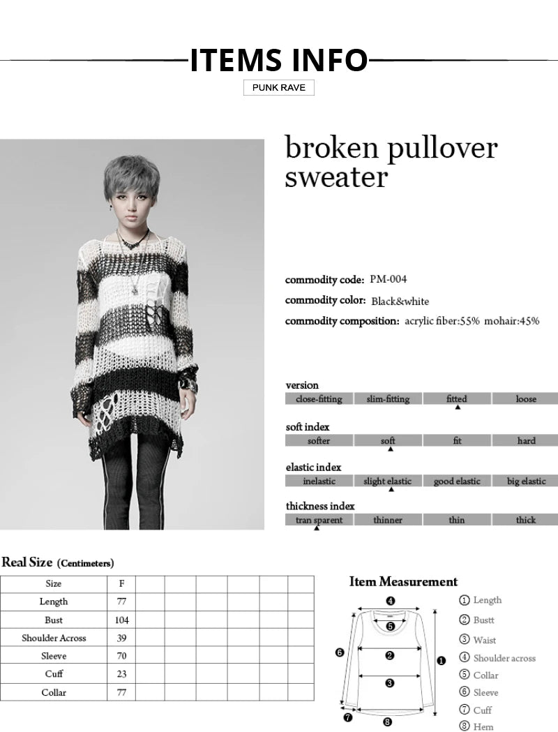 Rebel Stripe Knit Pullover Cape Sweater