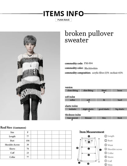 Rebel Stripe Knit Pullover Cape Sweater