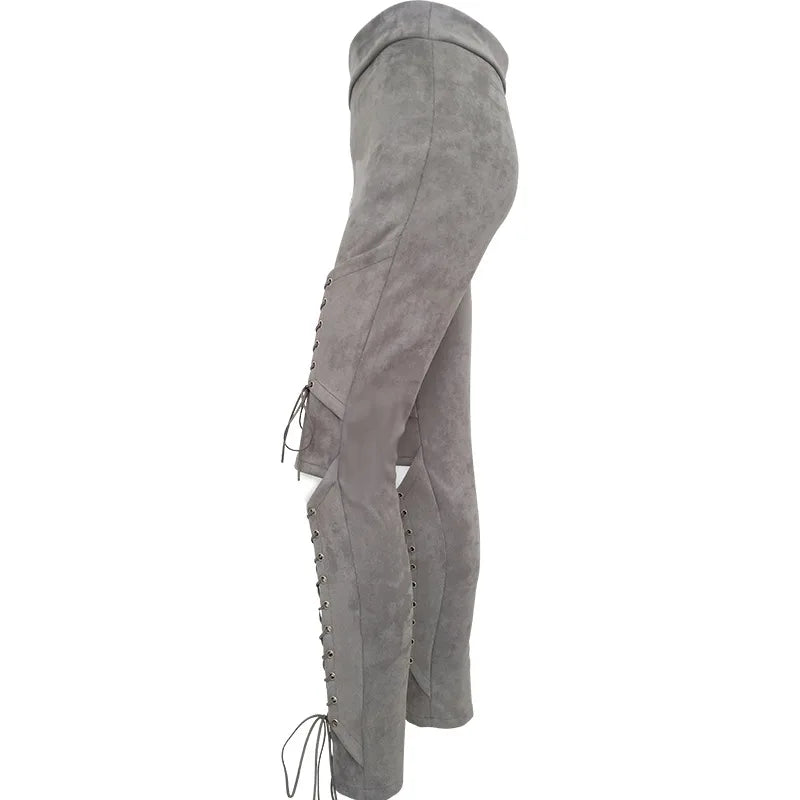 High-Waist Suede Leggings for Women - Autumn Chic