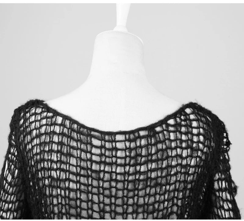 Rebel Stripe Knit Pullover Cape Sweater