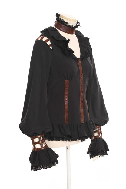 Women's Steampunk Blouse Victorian Burlesque