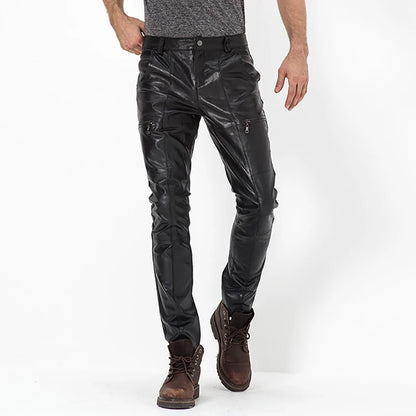 Genuine Leather Moto Pants for Men