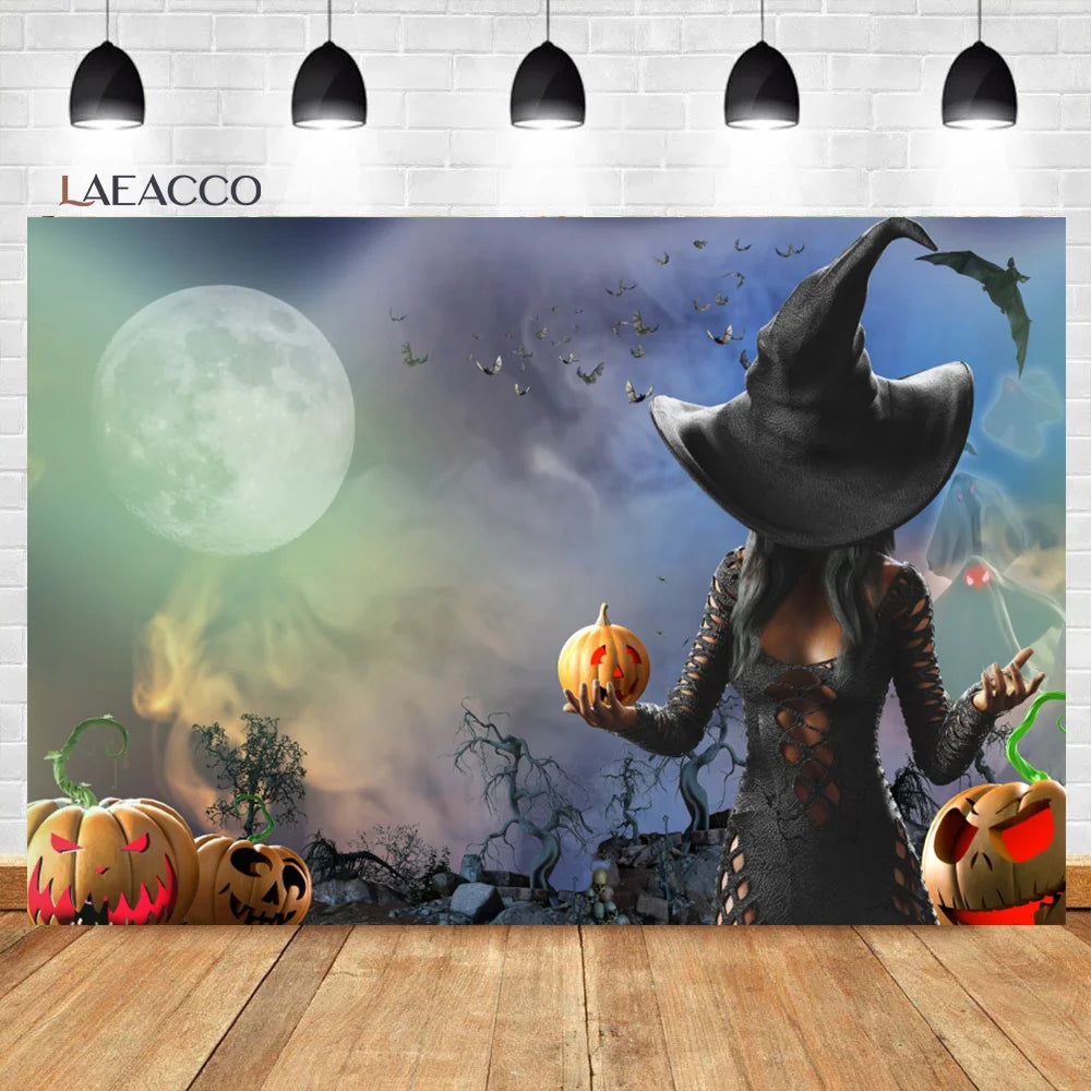Moonlit Feline: Halloween Bat Castle Backdrop