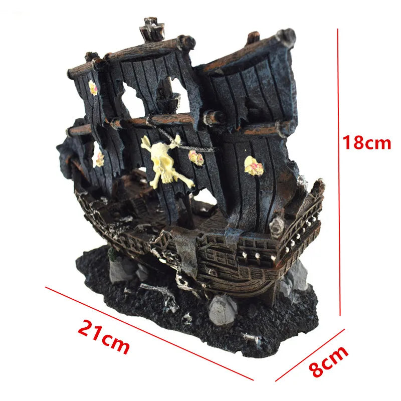 Artificial Aquarium Sunk Boat Decoration Fish Tank