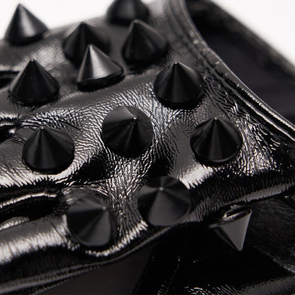 PUNK RAVE Rivet Half-Palm Leather Gloves for Women