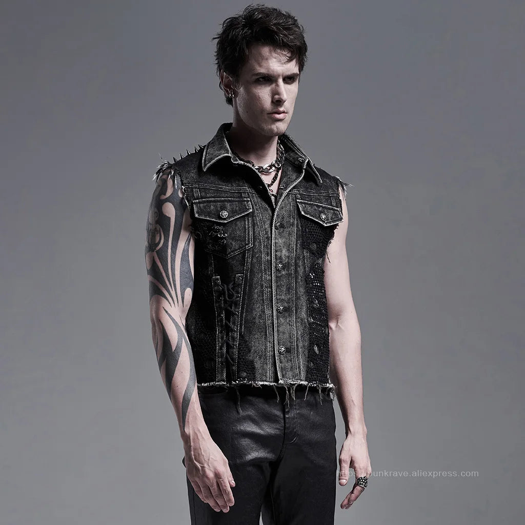 Decayed Streetwear Denim Vest for Aficionados