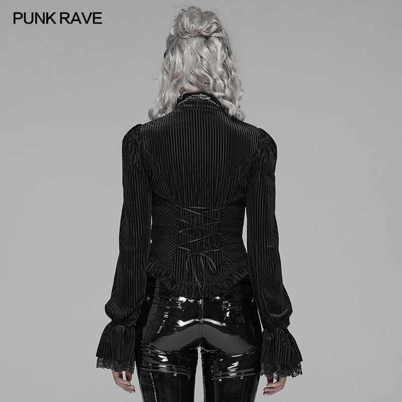 Velvet Noir Gothic Tuxedo Shirt for Women