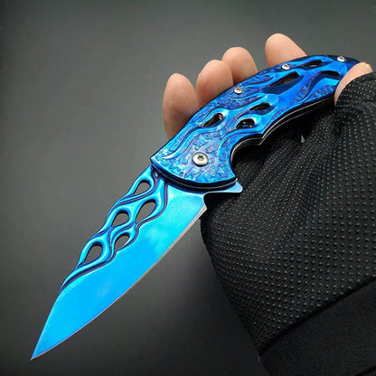 Titanium Blue Blaze Folding Knife