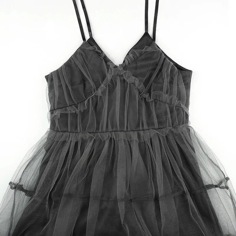 Glam Mesh Lace-Up Party Dress