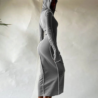 Cozy Chic Patchwork Maxi Hooded Dress