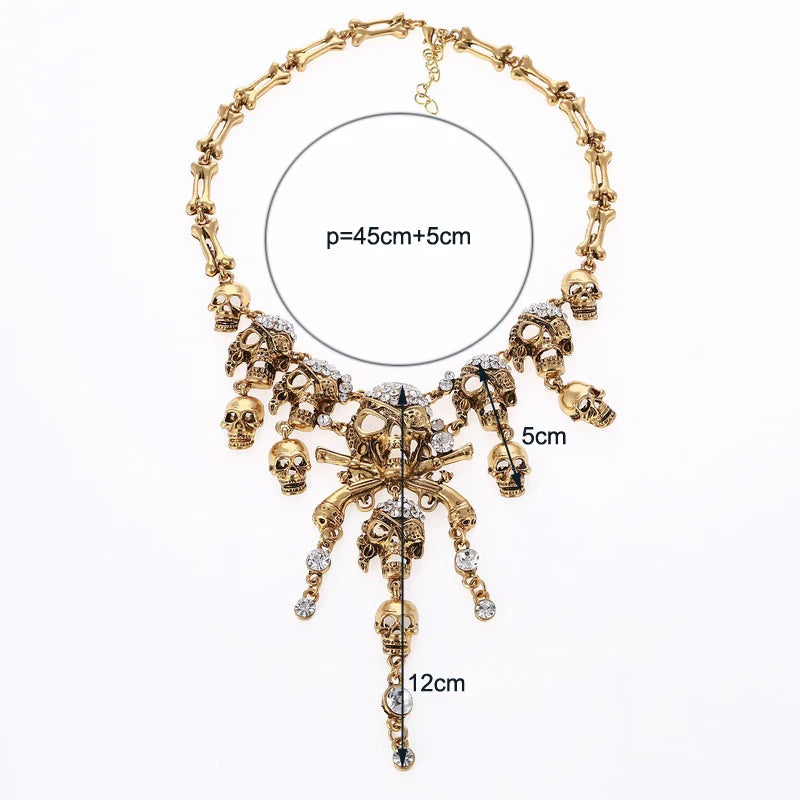 Retro Rhinestone Goth Punk Necklace