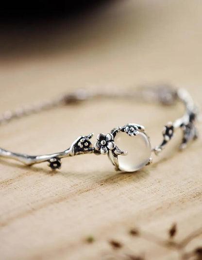 Moonlit Blossom Chalcedony Charm Bracelet