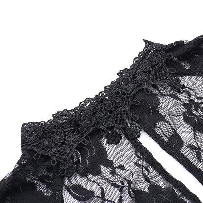 Vintage Lace Flare Gothic Midi Dress for Women