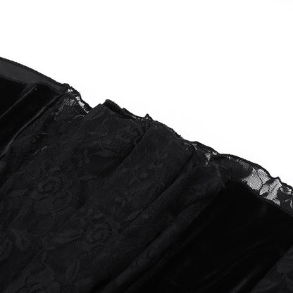 Vintage Lace Flare Gothic Midi Dress for Women