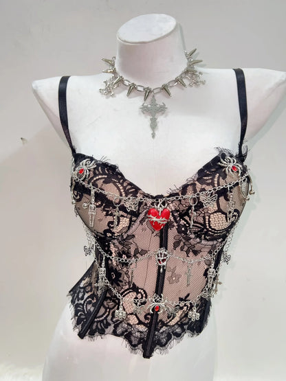 Gothic Y2K Lace Crop Tank