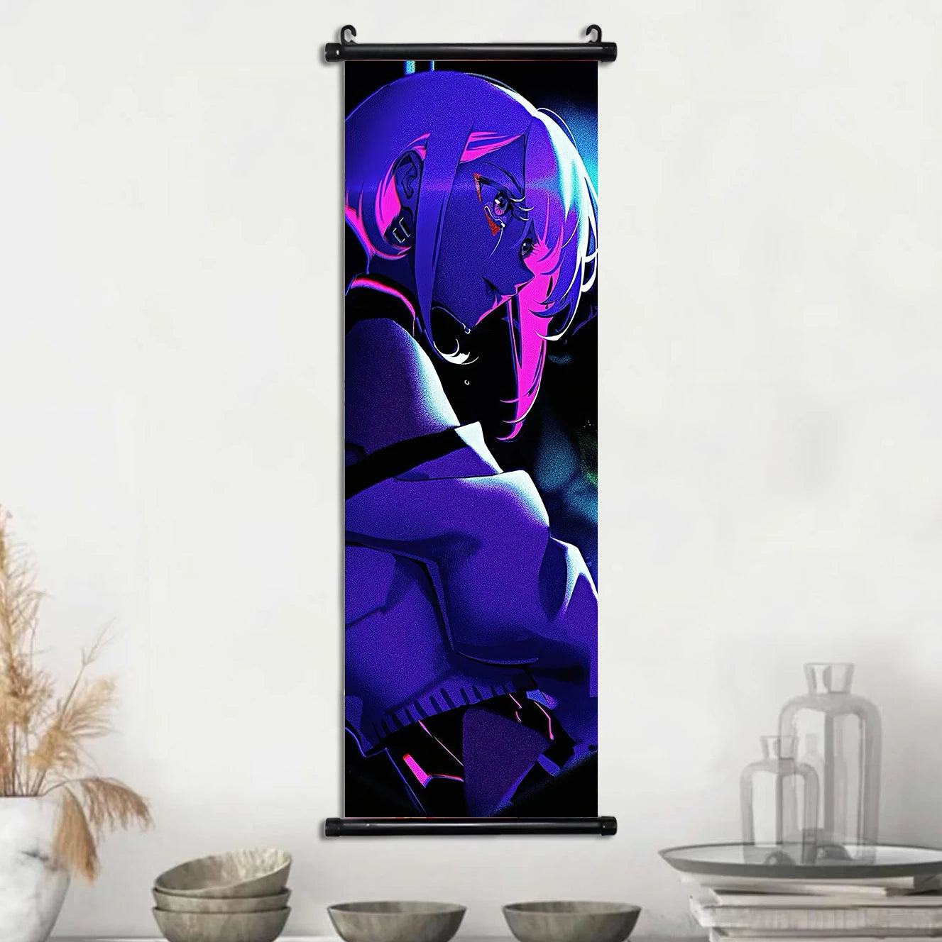 Cyber Rebecca Scroll Canvas: Futuristic Wall Art