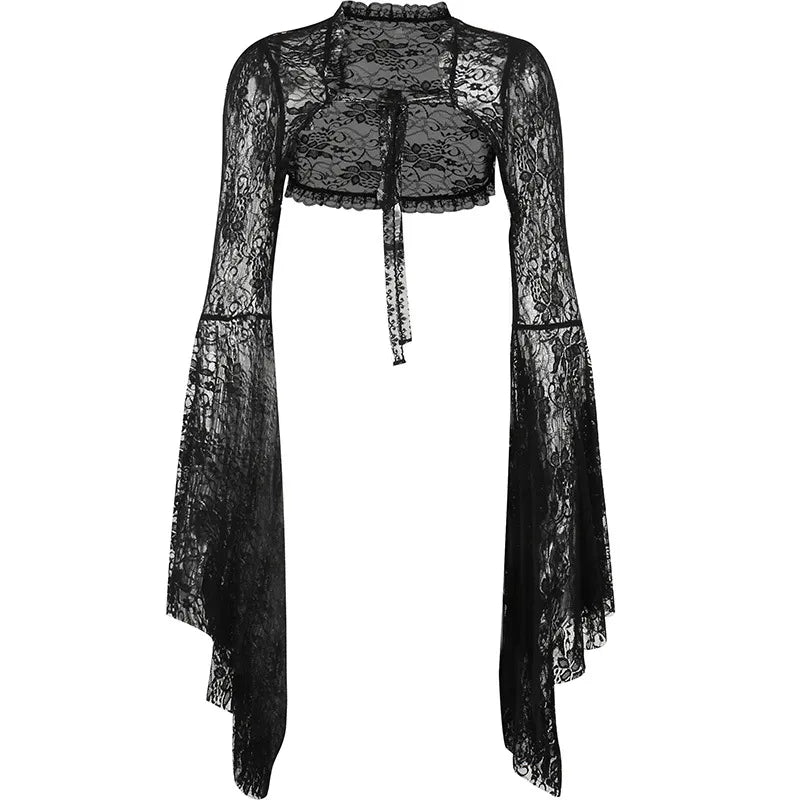 Vintage Gothic  Black Lace T-shirt