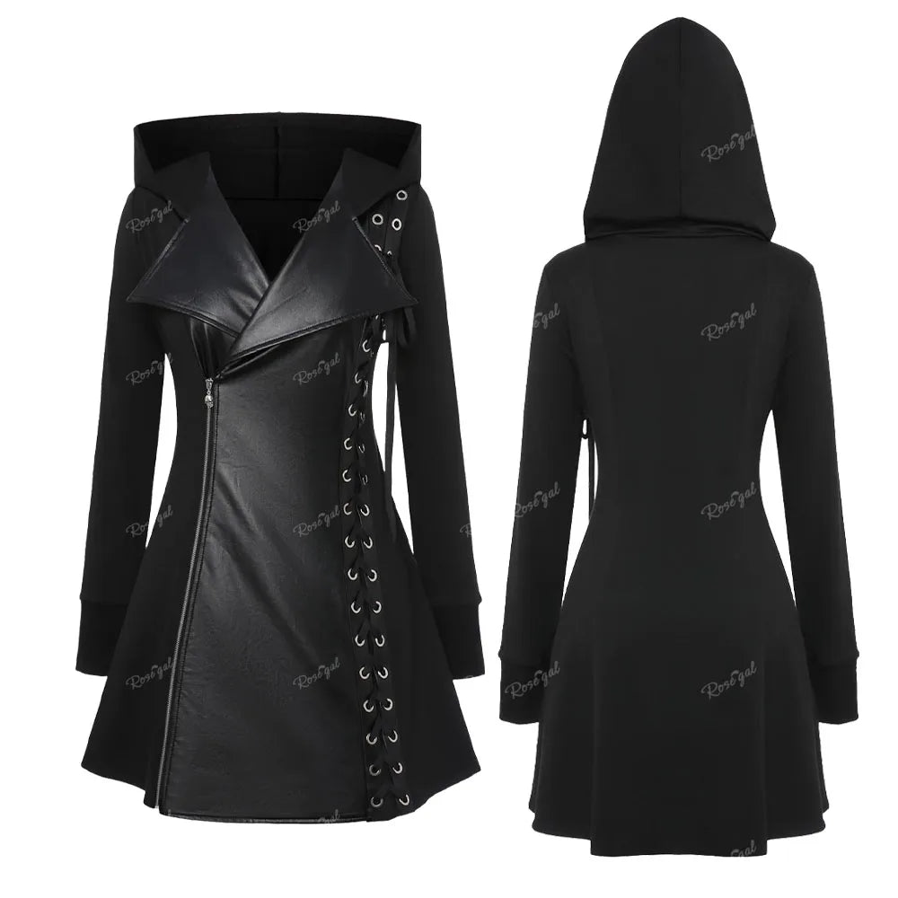 ROSEGAL Gothic Chic Hooded Plus Size Jacket