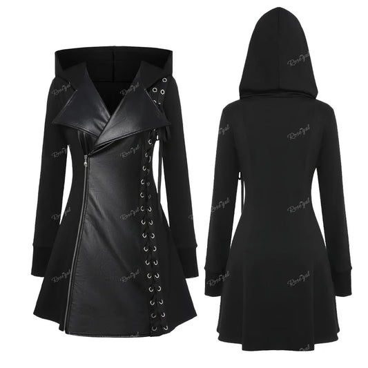 ROSEGAL Gothic Chic Hooded Plus Size Jacket