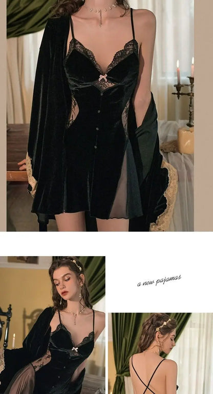 Mystic Moonlace Velvet Pajamas for Enchanted Nights