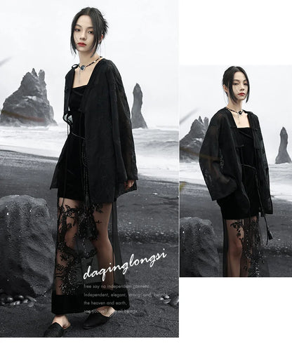 Summer Elegance: Crane Emblem Black Jacket for Women