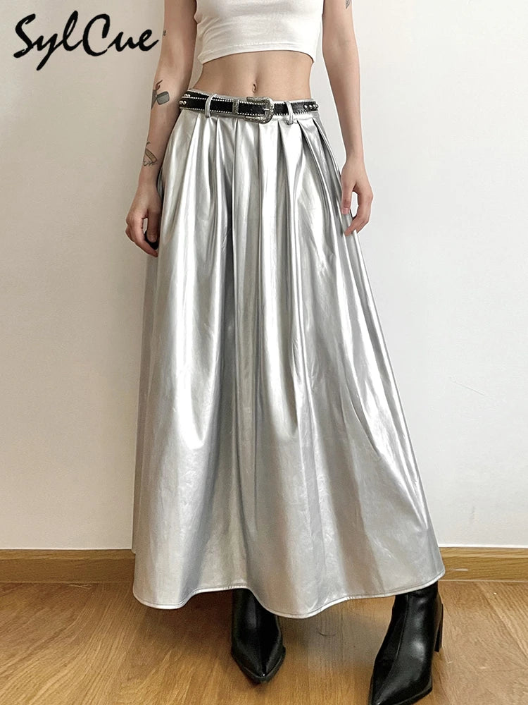 Long High Waist Pleated Skirt