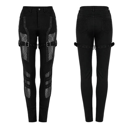 Punk Rave Women's Mesh & Denim Slim Pants