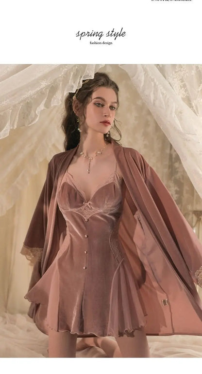 Mystic Moonlace Velvet Pajamas for Enchanted Nights