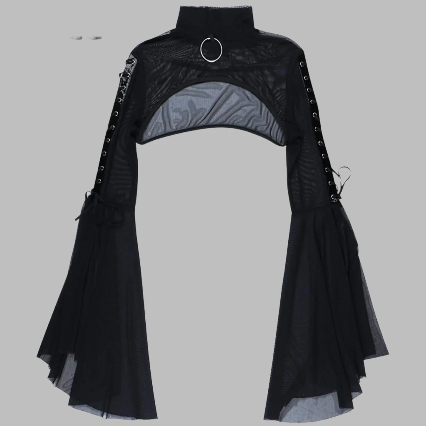 Womens Punk Flare Sleeve Crop