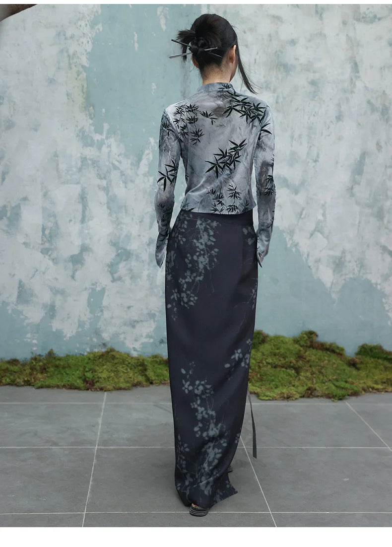 UMI MAO Bamboo Leaf Tie-Dye Spring Shirt