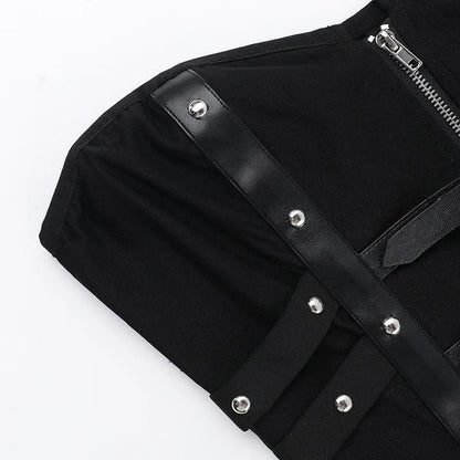 Grunge Gothic Zip Corset Tank Top